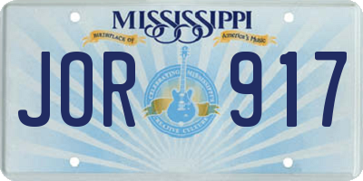 MS license plate JOR917