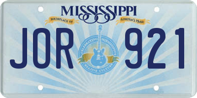 MS license plate JOR921