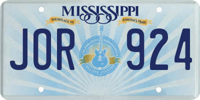 MS license plate JOR924