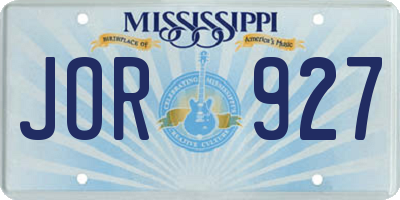 MS license plate JOR927