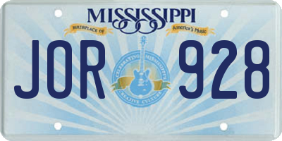 MS license plate JOR928