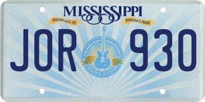 MS license plate JOR930