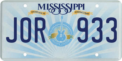 MS license plate JOR933