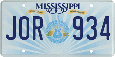MS license plate JOR934