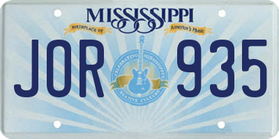 MS license plate JOR935