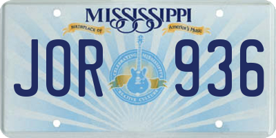 MS license plate JOR936