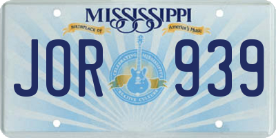 MS license plate JOR939
