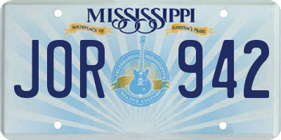 MS license plate JOR942