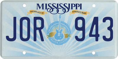 MS license plate JOR943