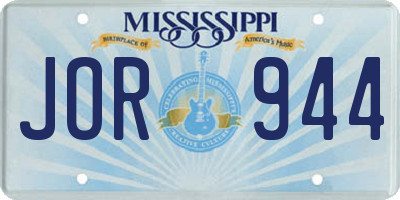 MS license plate JOR944