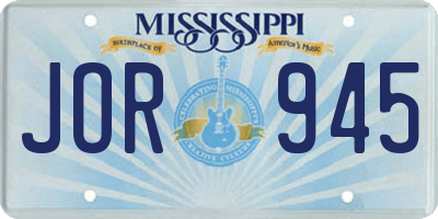 MS license plate JOR945