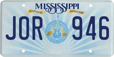 MS license plate JOR946