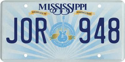 MS license plate JOR948