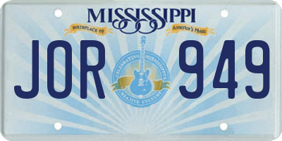 MS license plate JOR949