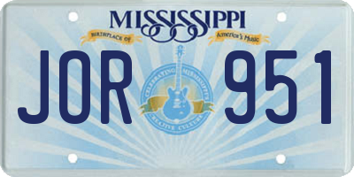 MS license plate JOR951