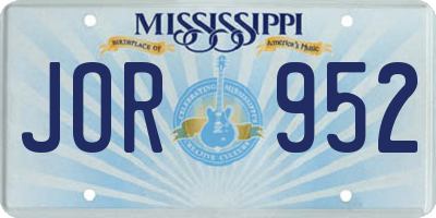 MS license plate JOR952