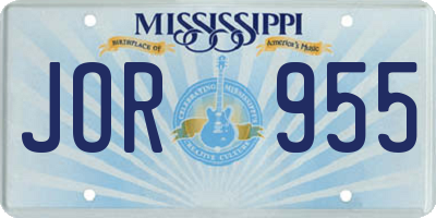 MS license plate JOR955
