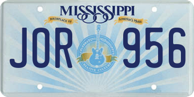 MS license plate JOR956
