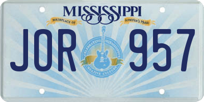 MS license plate JOR957