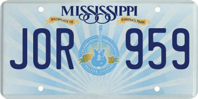 MS license plate JOR959