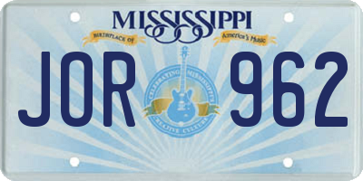 MS license plate JOR962