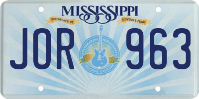MS license plate JOR963