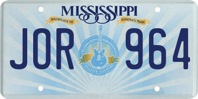 MS license plate JOR964