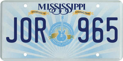MS license plate JOR965