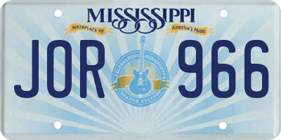 MS license plate JOR966