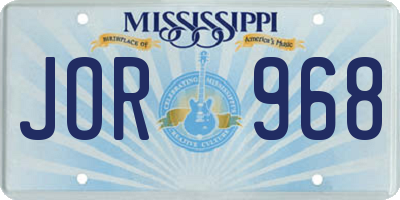 MS license plate JOR968