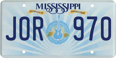 MS license plate JOR970