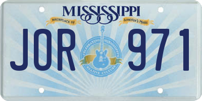 MS license plate JOR971