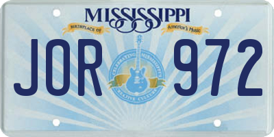 MS license plate JOR972