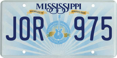 MS license plate JOR975