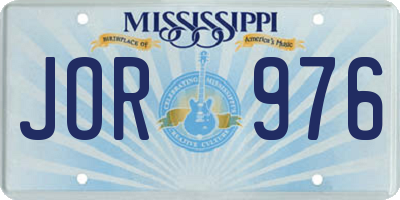 MS license plate JOR976
