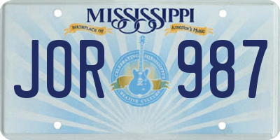 MS license plate JOR987