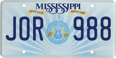 MS license plate JOR988
