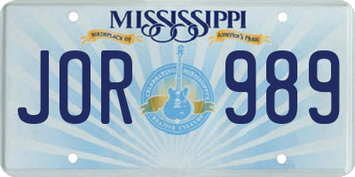 MS license plate JOR989