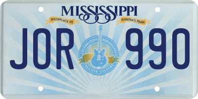 MS license plate JOR990