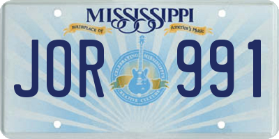 MS license plate JOR991