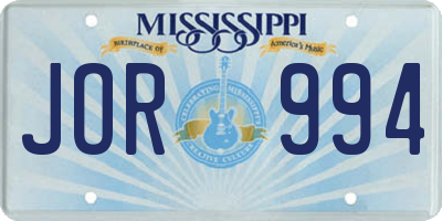 MS license plate JOR994