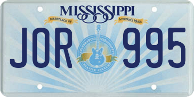 MS license plate JOR995