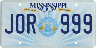 MS license plate JOR999