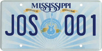 MS license plate JOS001