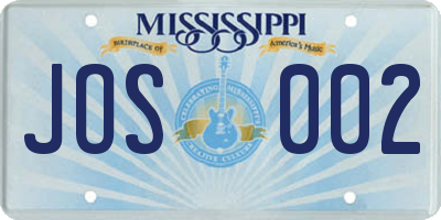 MS license plate JOS002