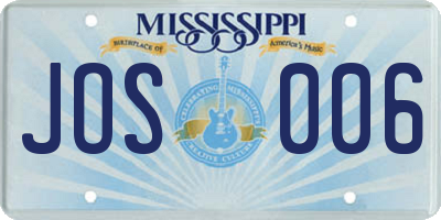 MS license plate JOS006
