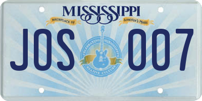 MS license plate JOS007