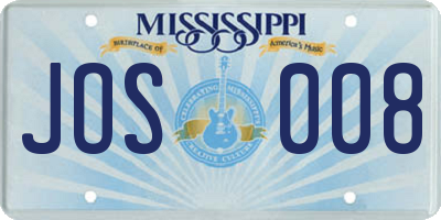 MS license plate JOS008