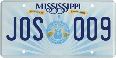 MS license plate JOS009