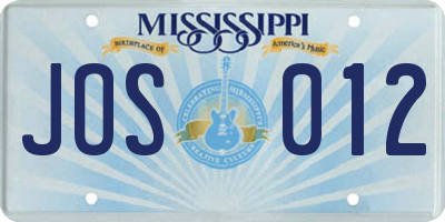 MS license plate JOS012